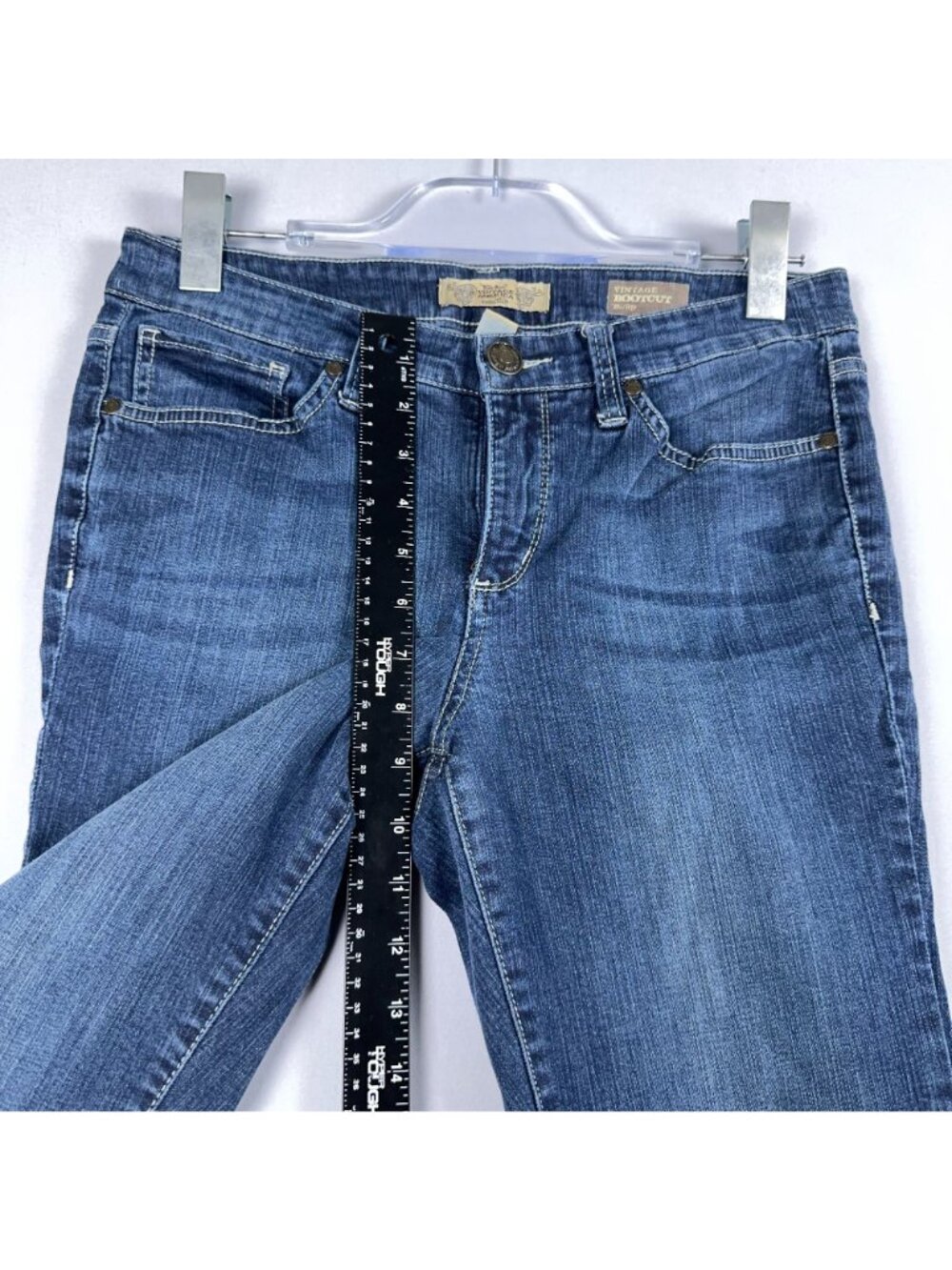 Nine West Vintage America Bootcut Jeans Size 8P Blue Mid Rise Embroidered Pocket - Picture 12 of 15